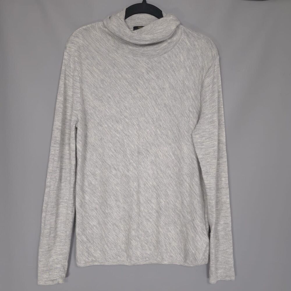 ESCADA 100% CASHMERE Size M‎ Top Sweater Knit Turtleneck Gray Diamond 5024428